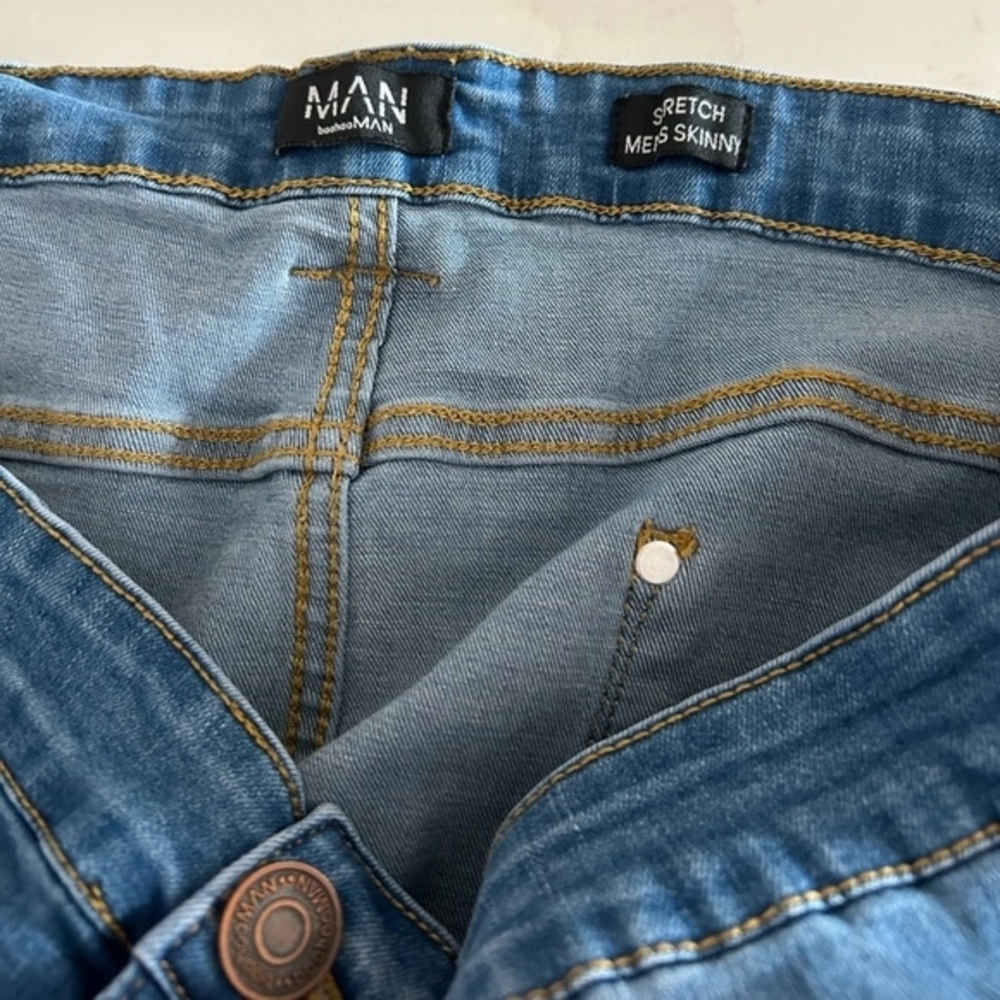 3/$20 Boohoo Man Denim Skinny Stretch Blue Jeans Size 46R - Picture 3 of 4